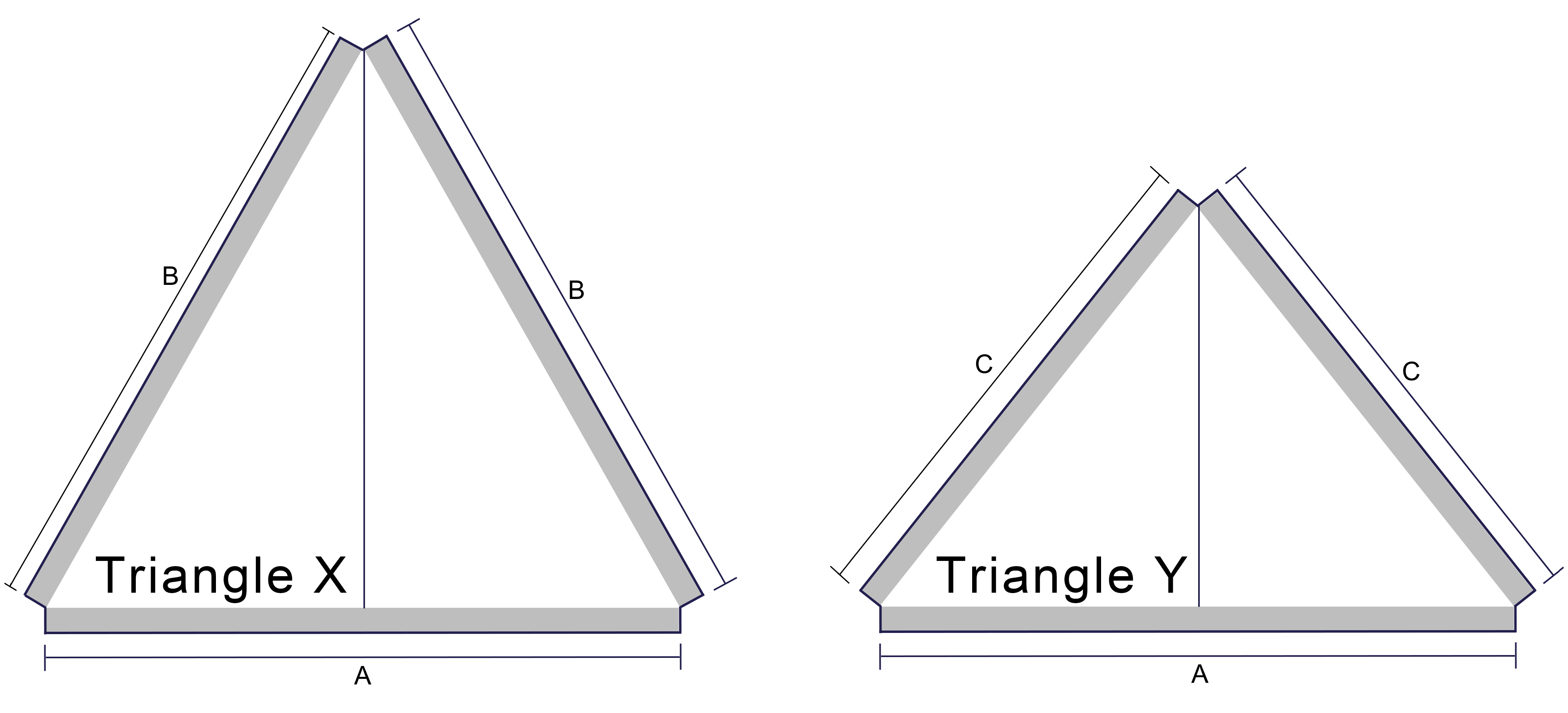 Triangles X and Y - Dimensions